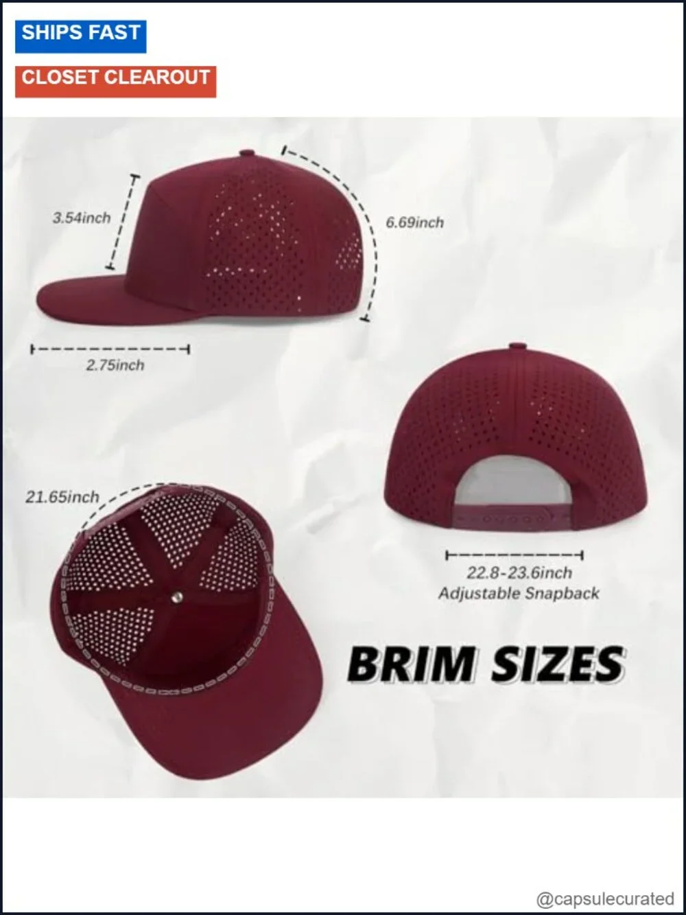 Quick Dry Baseball Cap Flat Brim Snapback Golf Hat 7 Panel Trucker